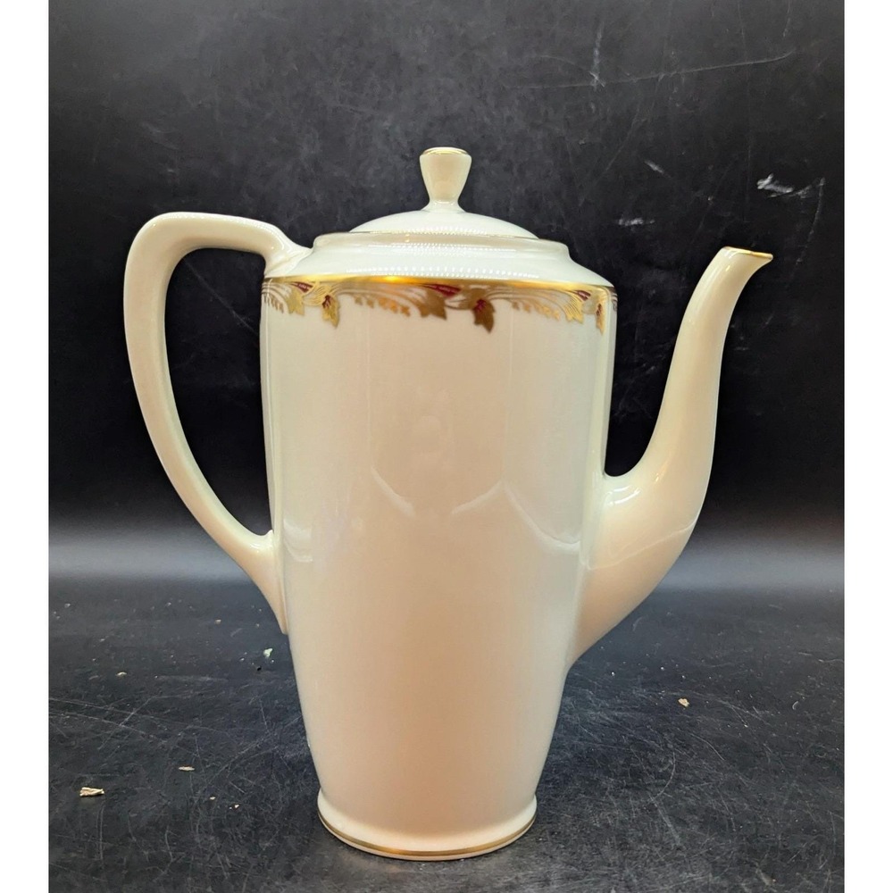 Vintage Lenox Essex Maroon Coffee Pot and Lid EUC Porcelain 8.5" USA